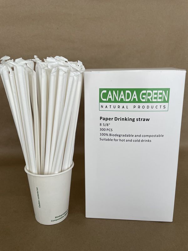 8 5/8" Wrapped White Paper Straw .25"dia/4PLY/3600cs