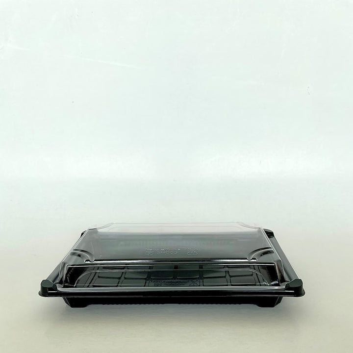 6" x 9" x 1.75” PLA Sushi Tray W/Clear Cover & Black Bottom 600cs