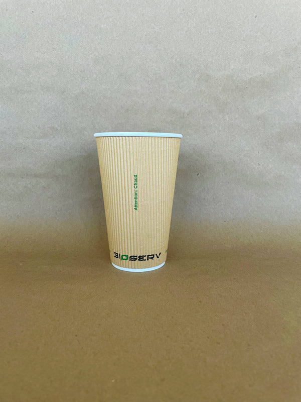 Kraft Bioserv Double Wall Comfort Grip Hot Cup - 8/10/12/16 oz - 500cs BPI - Disposable Take Away Food Packaging - Canadian Distribution