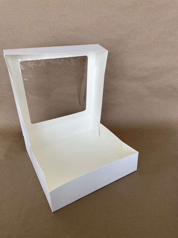 White PLA Window Box 10" x 10" x 2.5" 100 per case - Disposable Take Away Food Packaging - Canadian Distribution