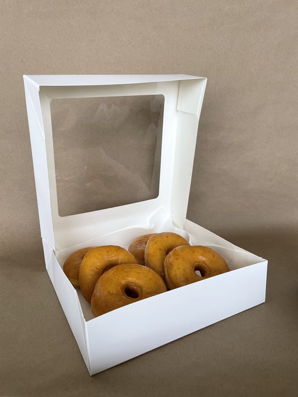 White PLA Window Box 10" x 10" x 2.5" 100 per case - Disposable Take Away Food Packaging - Canadian Distribution