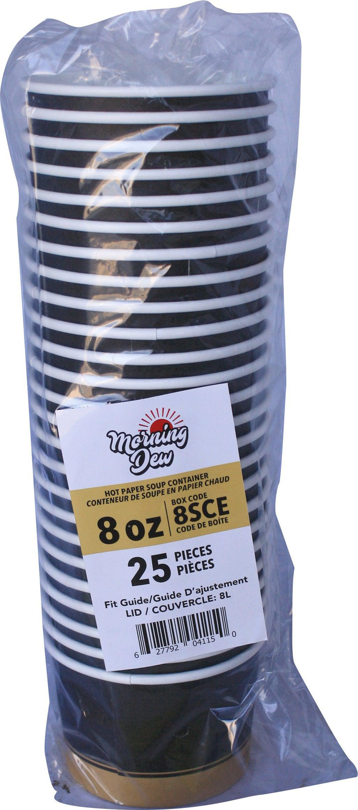 Morning Dew - 8 oz Paper Soup Container - Ebony Print - 20 x 25 count