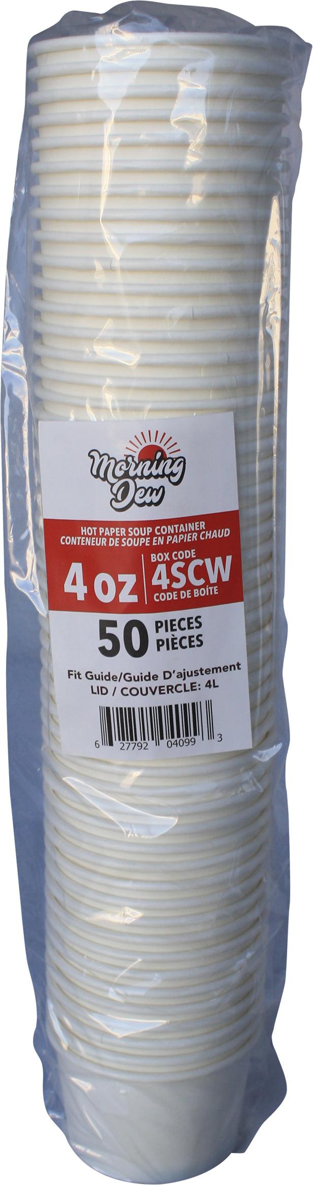 Morning Dew - 4 oz Paper Soup Container - White - 20 x 50 count