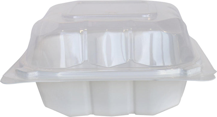 CLR - Value+ - YR661W-V- PP Hinged Cont.- 6x6x3"- White w/Clear Lid