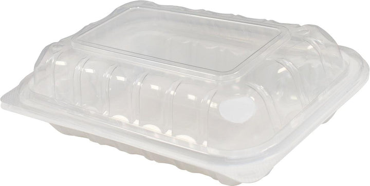 Value+ - YR961W-V - PP Hinged Cont. - 8.9x6.3x2.6" - White w/Clear Lid