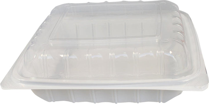 Value+ - YR991W-V - PP Hinged Cont. - 9.3x9x3" - White w/Clear Lid