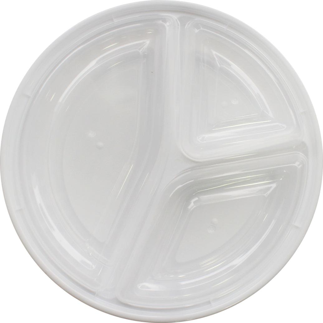 Rhino - Heavy 9" Round Combo PP Container - 3 Comp. - White