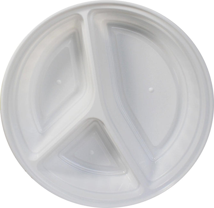 Rhino - Heavy 9" Round PP Combo Container - 3 Comp. - White
