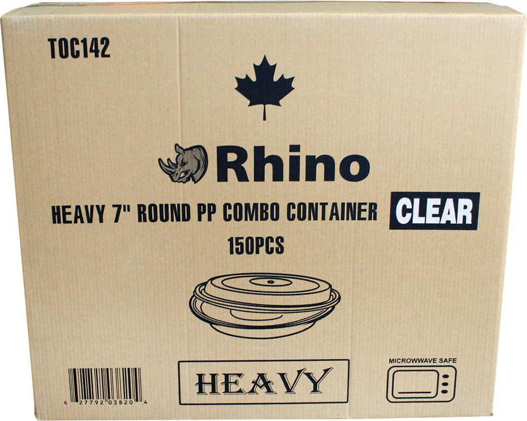 Rhino - Heavy 7" Round PP Combo Container - Clear