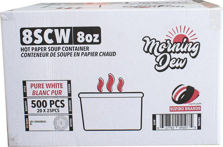 Morning Dew - 8 oz Paper Soup Container - White - 20 x 25 count