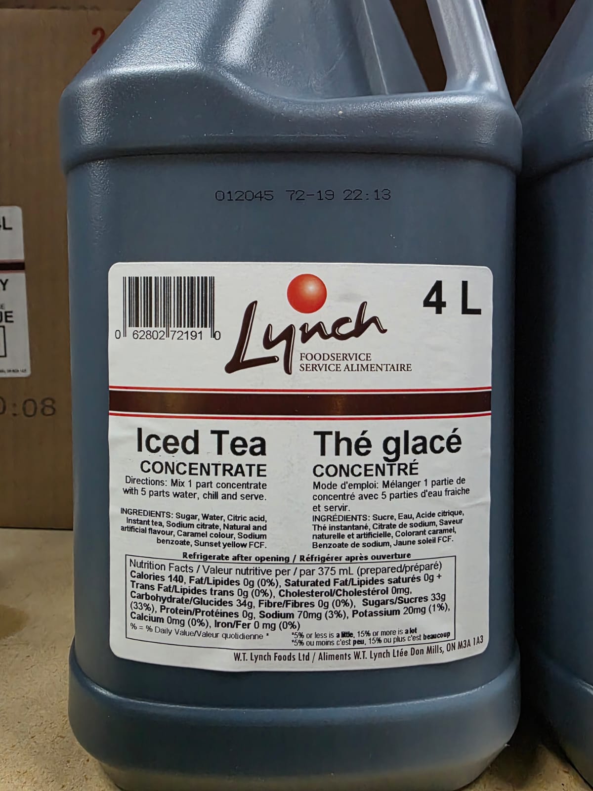 Iced Tea Concentrate – 2x4L - RTU 5+1 - Lynch - Ships Free Within