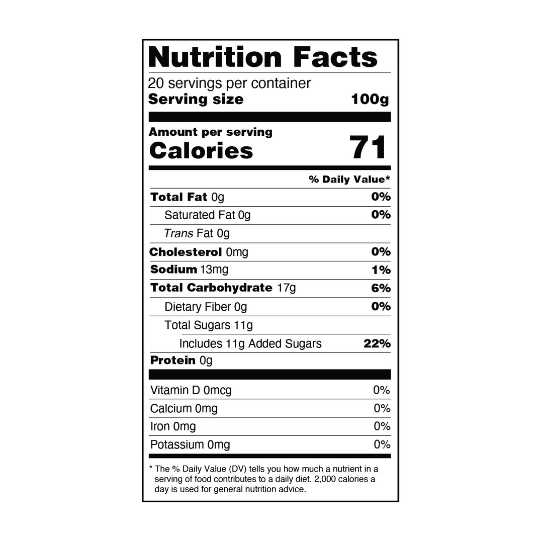 Matcha Crystal Boba - Jelly Boba - Nutritional Information - Canadian Wholesalers