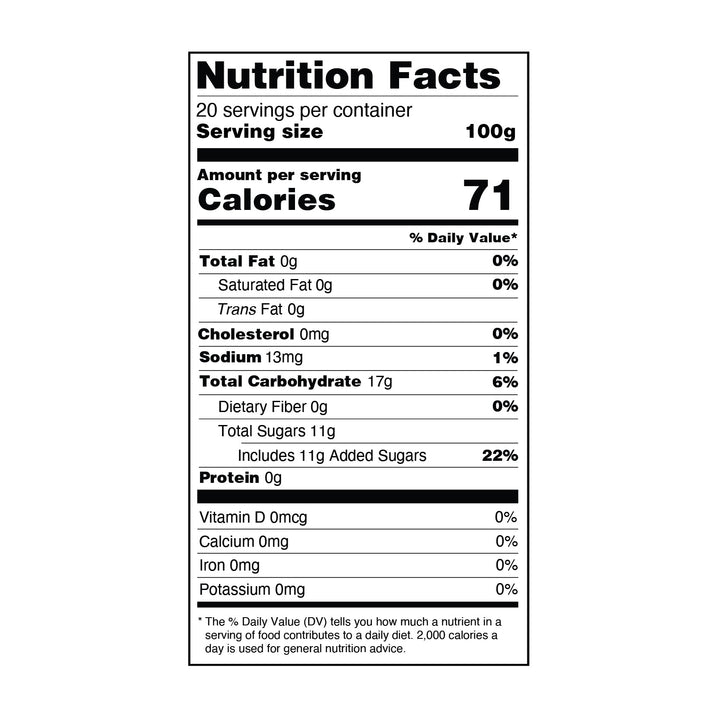 Matcha Crystal Boba - Jelly Boba - Nutritional Information - Canadian Wholesalers