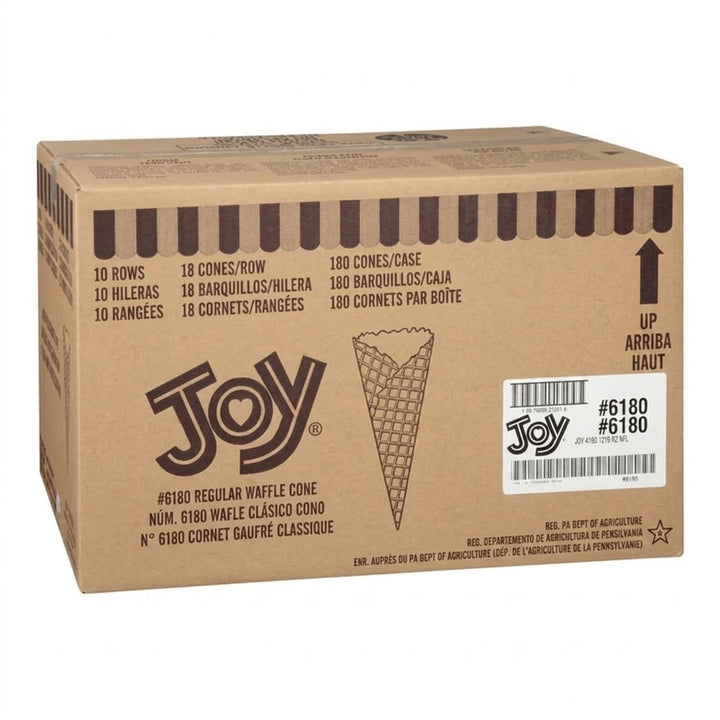 Cornet gaufré classique ordinaire #6180 | Joy Cone Co. | Paquet de 10/18 | 180 unités par caisse | Distributeur de cornets Canada