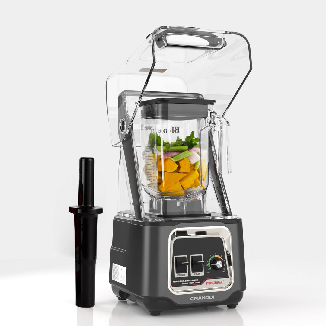 CRANDDI Quiet Blender K80, Removable Cover, Grey