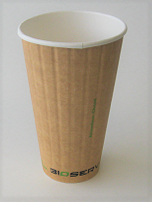16oz. Ripple Kraft Double Wall Bioserv Hot Cup 600cs