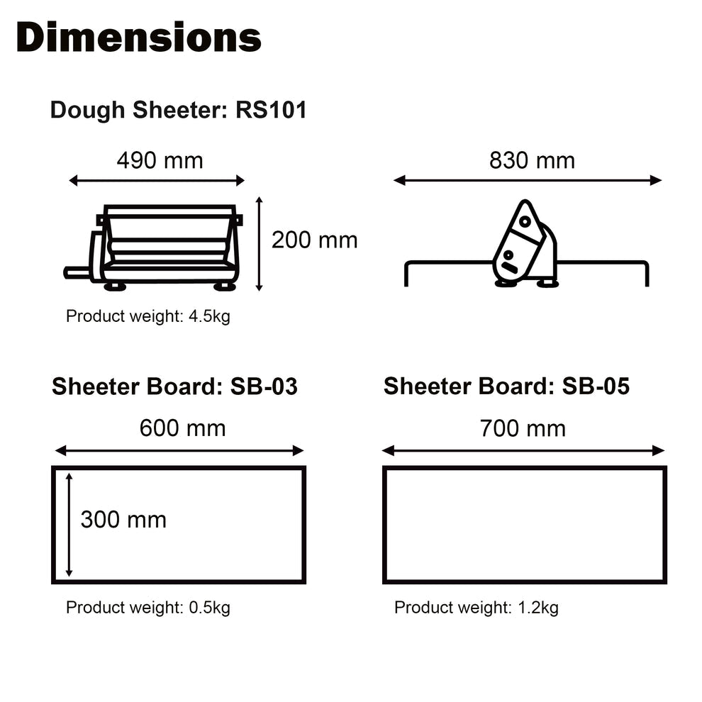 KNEADER RS101 — Compact Manual Dough Sheeter - SB-03/SB-05