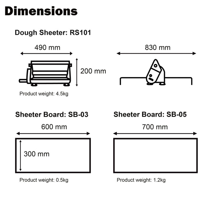 KNEADER RS101 — Compact Manual Dough Sheeter - SB-03/SB-05