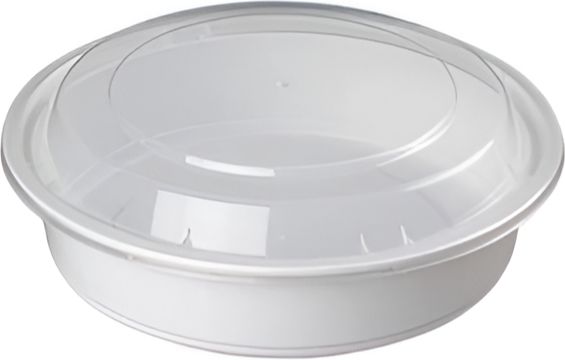 40oz Microwavable White Round Containers w/ Lids - 150 sets - Restaurant Packaging - Masterpiece Foods - Canadian Distribution