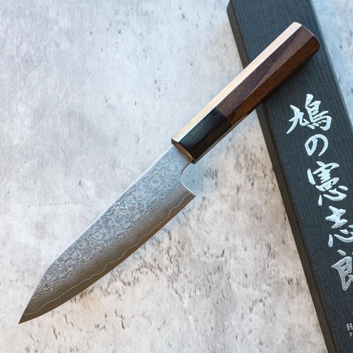 Kenshiro Hatono Ginsan Damascus Petty 135 mm Bois de rose