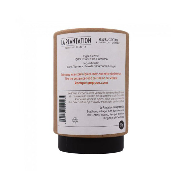LA PLANTATION Organic Turmeric Flower Powder, 50g - Canadian Distribution - Ships Free Within Canada on Orders Above CAD $199