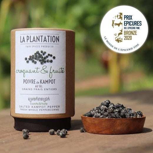 Fresh Salted Kampot Pepper – Organic Whole Peppercorns by La Plantation - 1kg