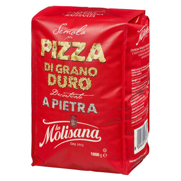 La Molisana Durum Wheat Semolina Semola Flour for Pizza, 12 x 1 Kilogram - Restaurant and Foodservice Ingredients - Canadian Distribution