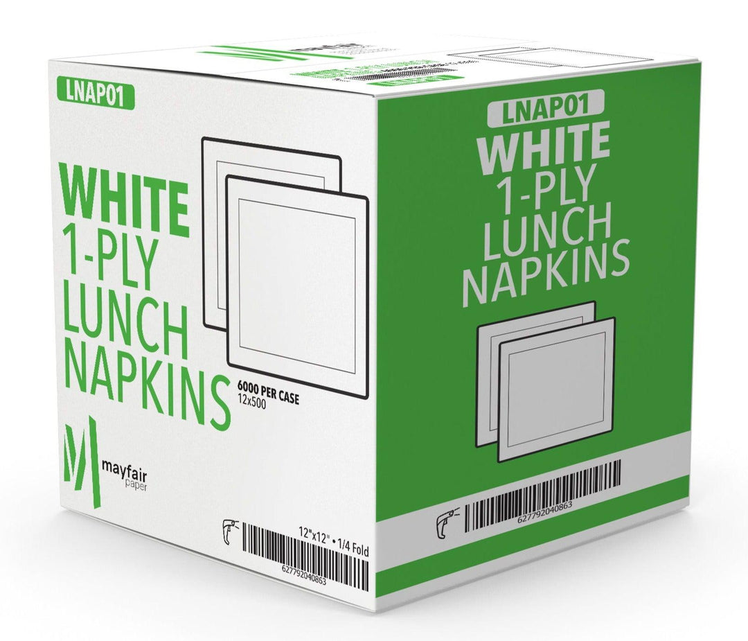 Mayfair - 1 Ply Lunch Napkins 1/4 Fold - White - 12 x 500 count