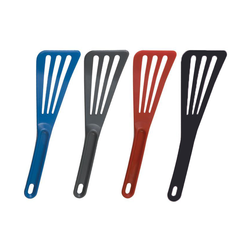 MATFER BOURGEAT Exoglass High-Temperature Pelton Slotted Spatula, 12" — Red - Canadian Distribution - Ships Free Within Canada on Orders Above CAD $199