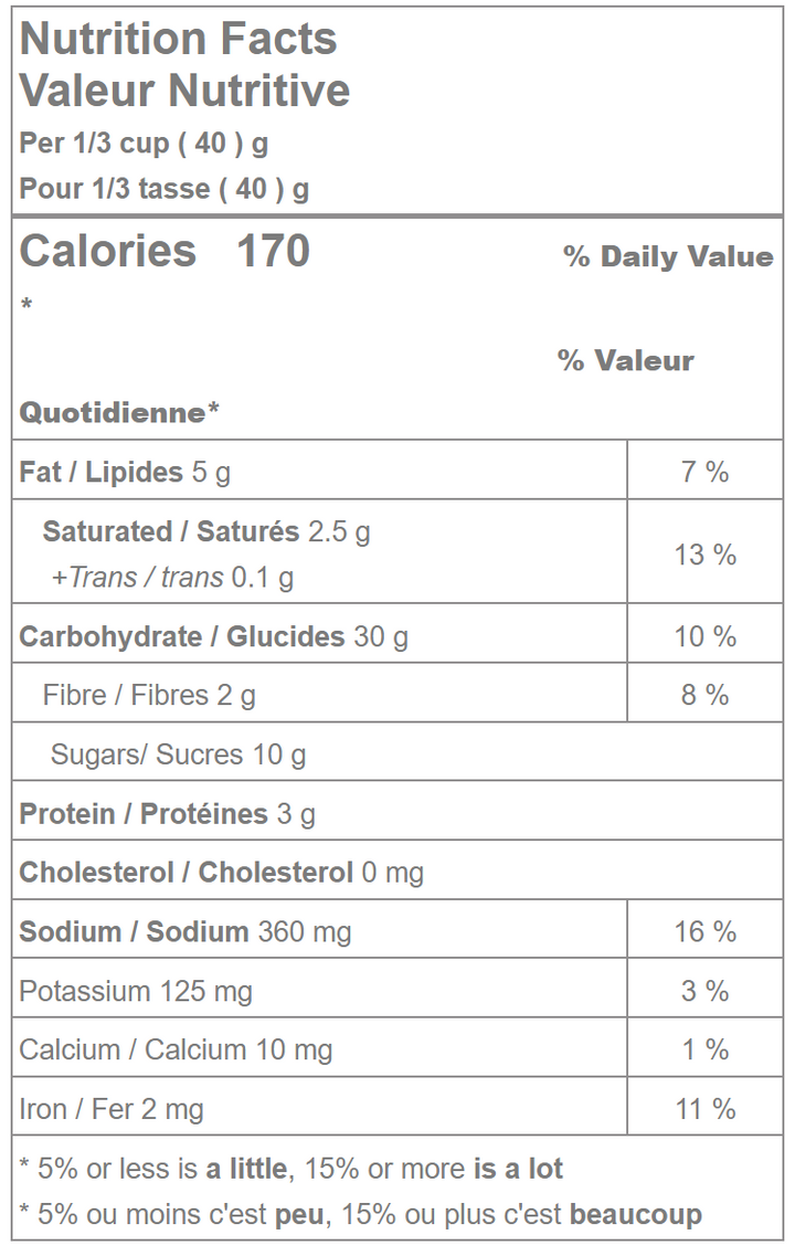 Micro chocolate cookie gems nutrition facts