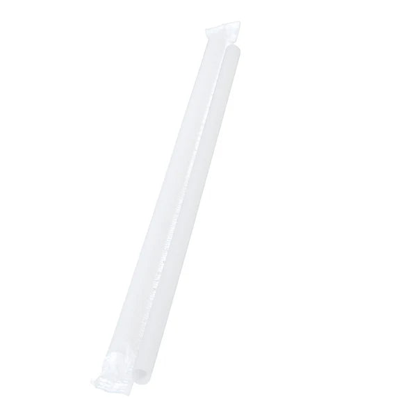 Milkshake White Wrapped 8in - MS Biodegradable Straws - 6 x 400 - Stone Straw - Canadian Distribution