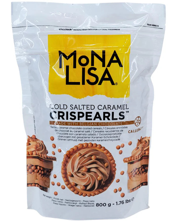 Mona Lisa - Gold Salted Caramel Crispearls - 800g Bag - Case of 4 x 800g - Barry Callebaut - Canadian Distribution