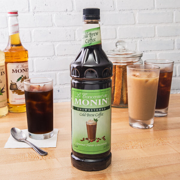 Monin Cold Brew Coffee - Unsweetened Cold Brew Coffee 7:1 Concentrate - 4 x 1 Liter/Case - Canadian Distribution