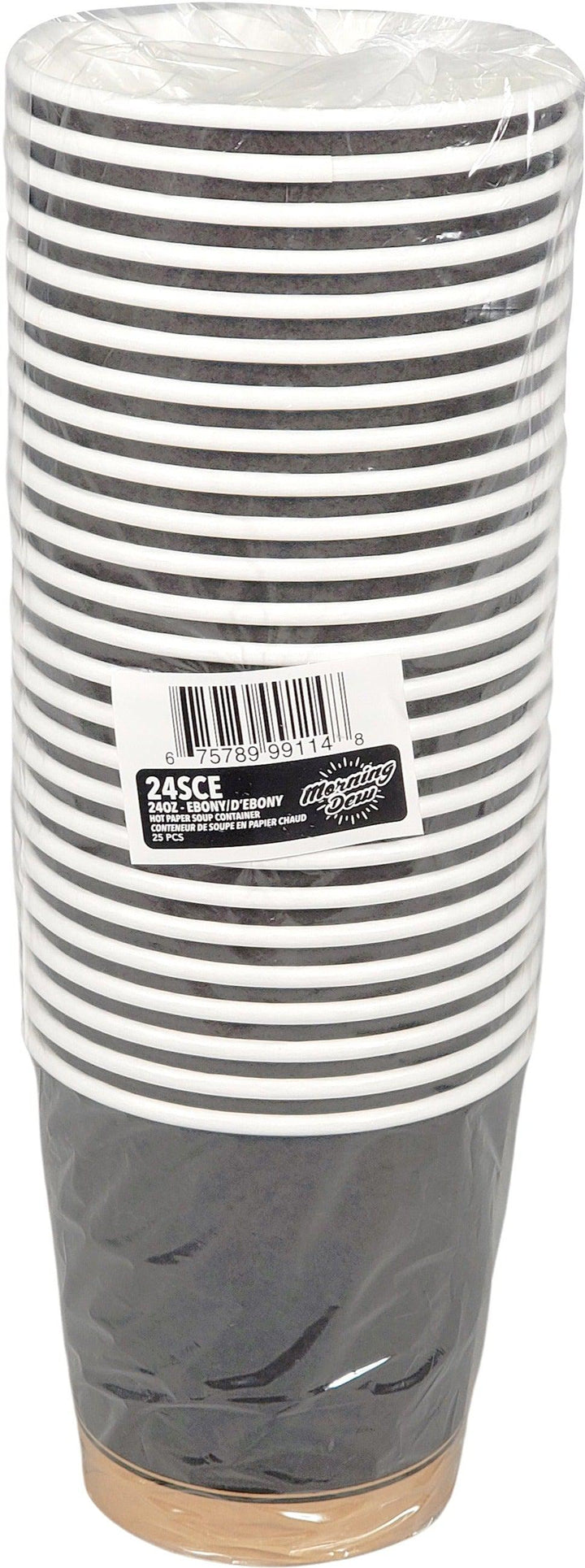 Morning Dew - 24 oz Paper Soup Container - Ebony Print - 20 x 25 count