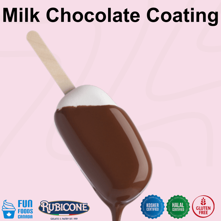 Rubicone Milk Chocolate Coating for gelato bars and frozen desserts – kosher, halal and gluten-free coating.
