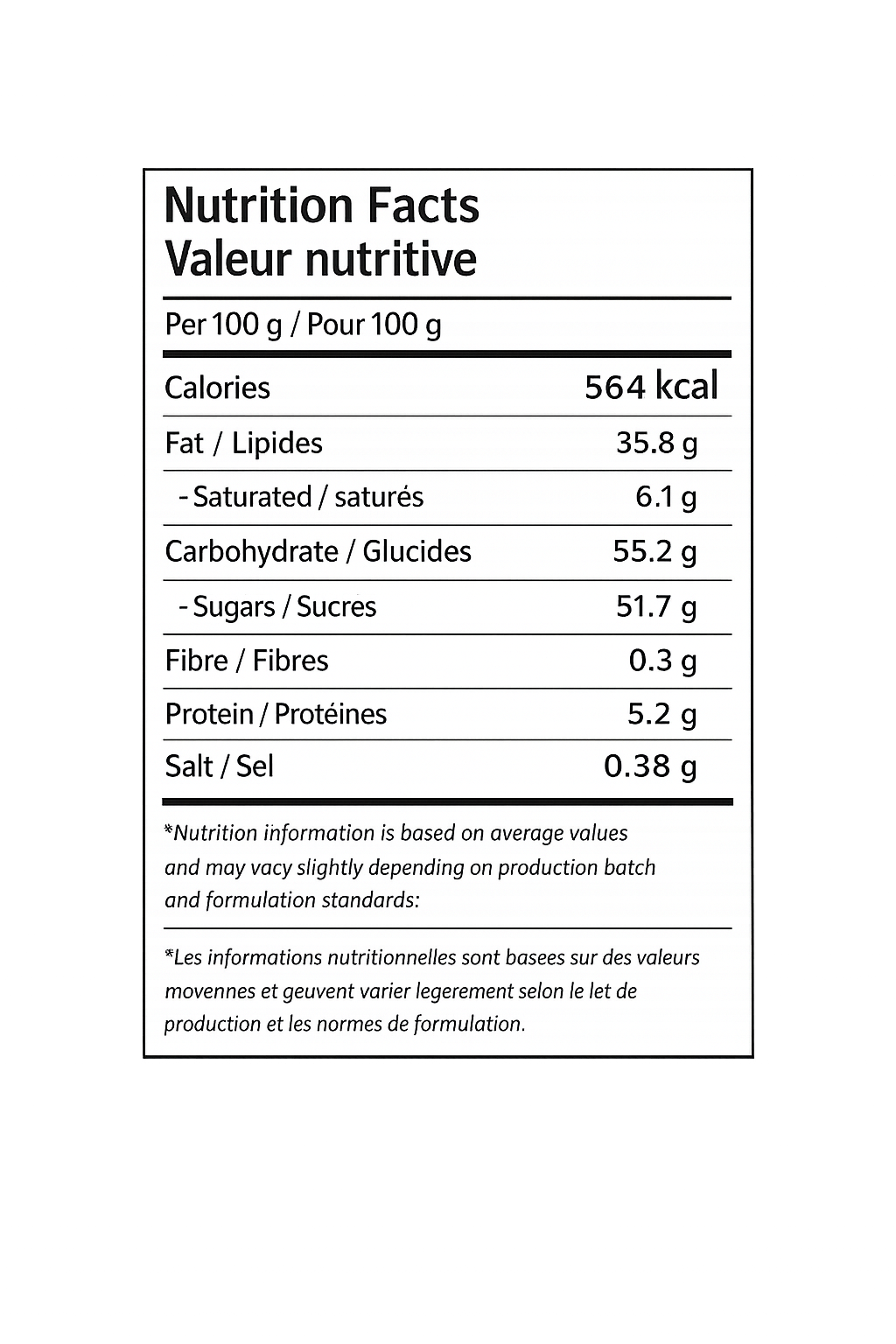 N147 Nutrition Facts Label 