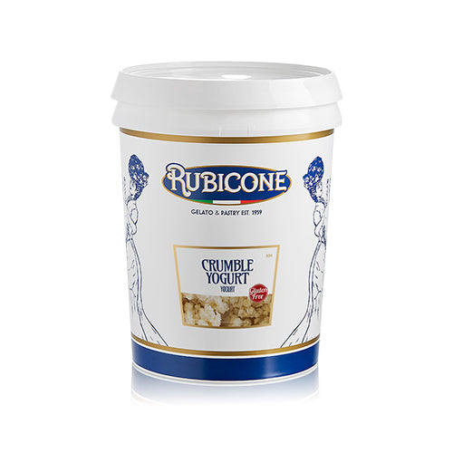 4 KG bucket of Rubicone yogurt crumble on a white background