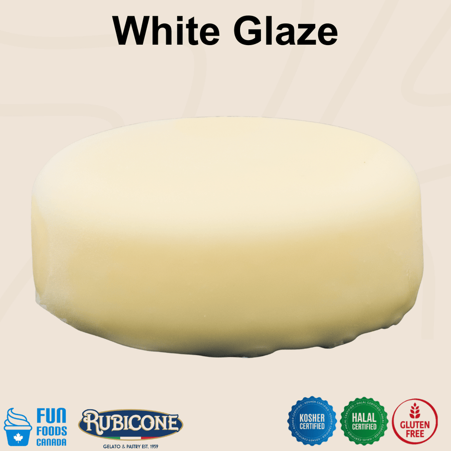 Rubicone White Glaze for creating smooth white-glazed cakes, pastries and desserts. Kosher, Halal and Gluten-Free certified.

