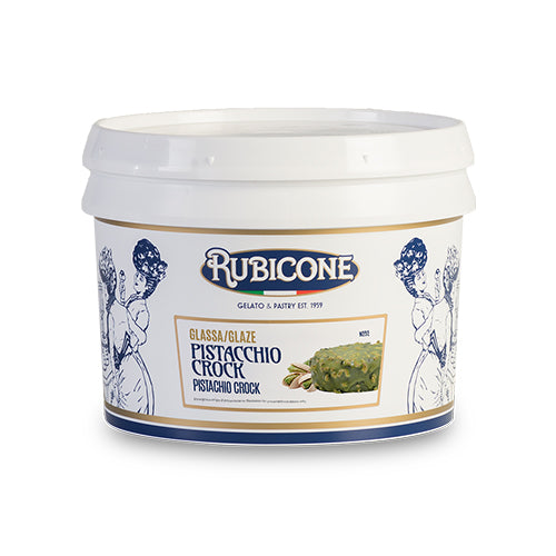 3 KG bucket of Rubicone Pistachio Crock glaze on a white background