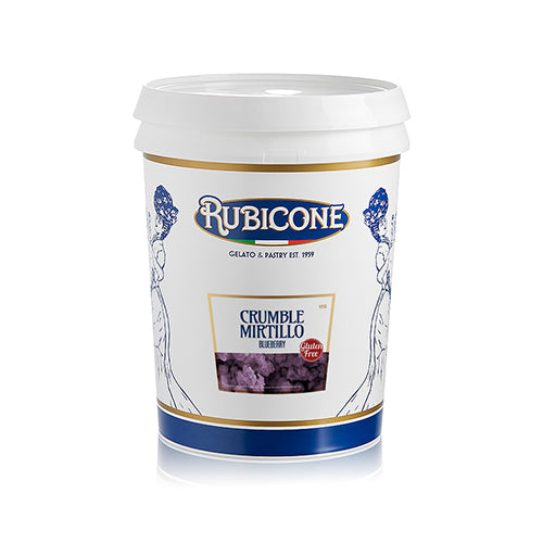 4 KG bucket of Rubicone blueberry crumble on a white background