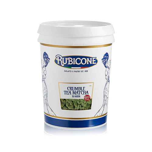 4 KG bucket of Rubicone Matcha Crumble (Crumble Tea matcha) on a white background