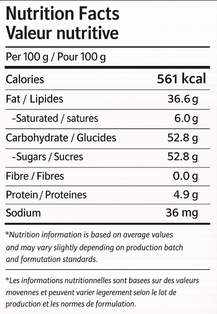 N362 nutrition facts label for cremino matcha
