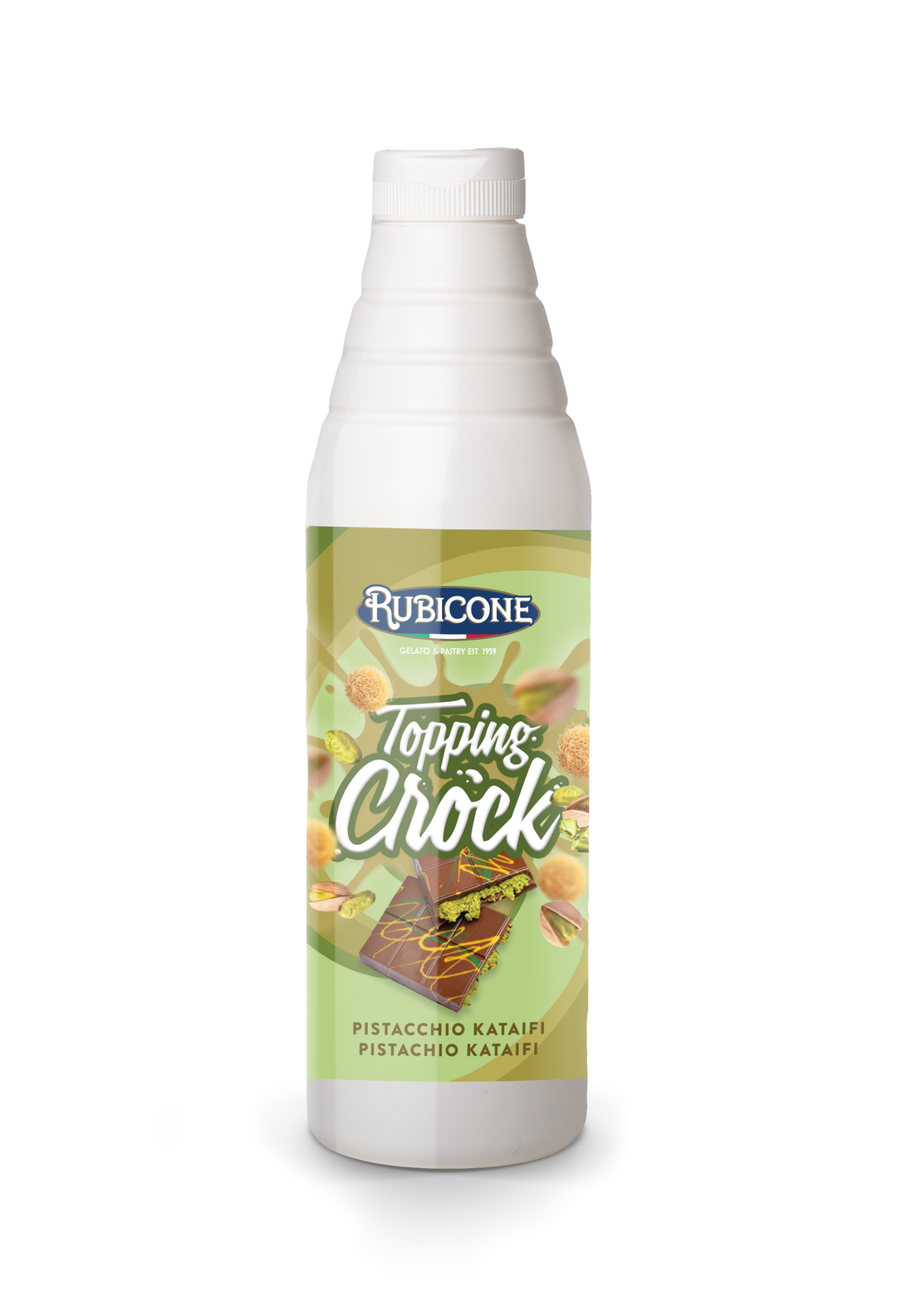 Pistachio Kunafa Kataifi Topping with Pieces (Dubai Chocolate Topping) - 1 KG Squeeze Bottle - Pistachio Kataifi Crock Topping - Rubicone Canada