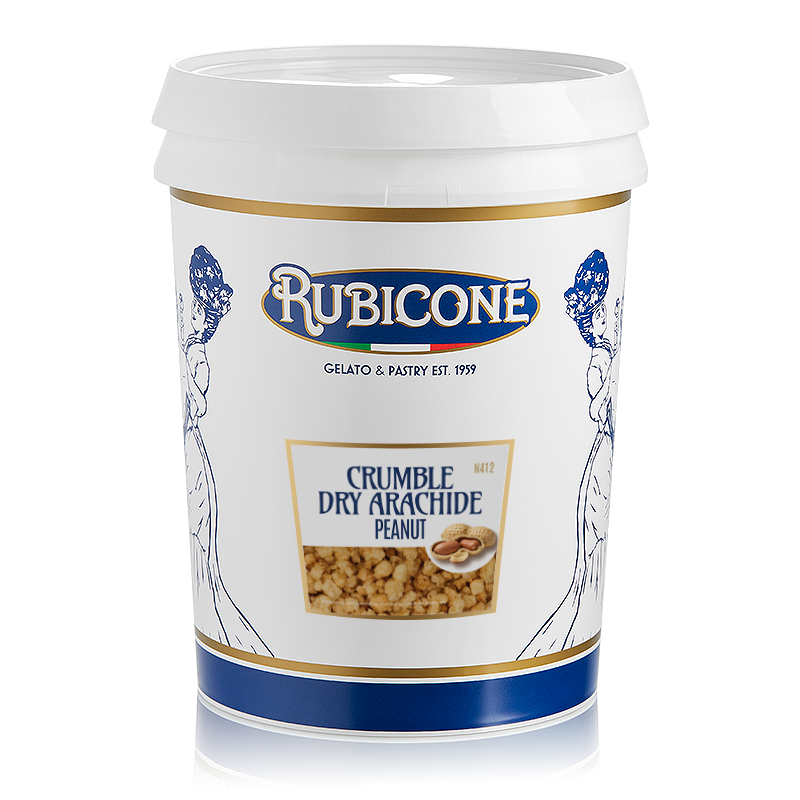 3 KG container of Rubicone Crumble Dry Peanut on a white background