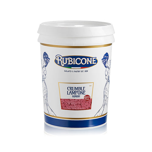 4 KG bucket of Rubicone Raspberry Crumble - Crumble Lampone - on a white background