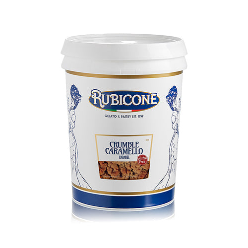 Rubicone Crumble Caramello gelato container on a white background