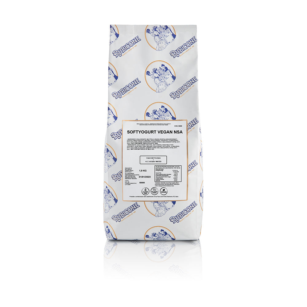 1.9 KG bag of Rubicone SoftYogurt Vegan NSA frozen yogurt, soft serve, and gelato base powder mix for commercial use - Canadian distribution