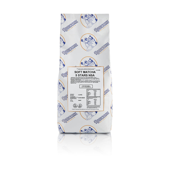 1.5 KG bag of Soft Matcha 5 Stars No Sugar Added Soft Serve and Gelato base on a white background 