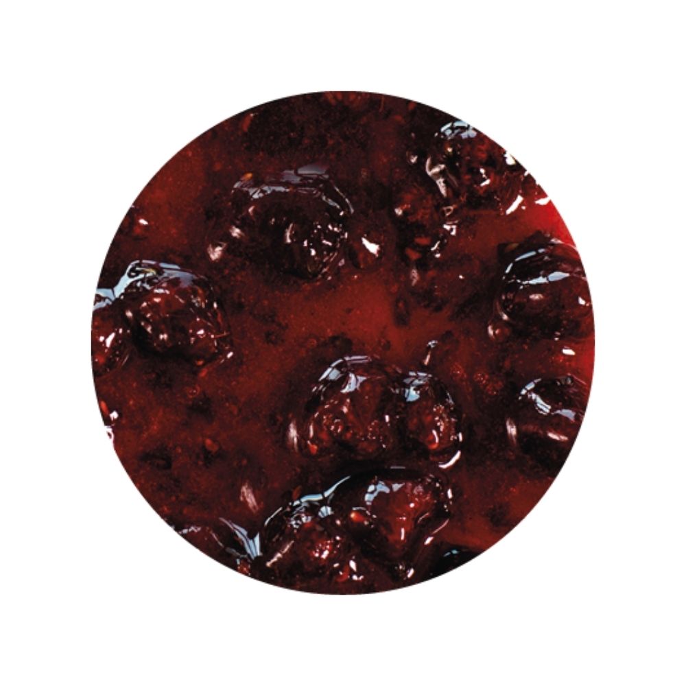 Raspberry sundae dessert topping - ripple sauce - raspberry variegate - texture image on a white background 
