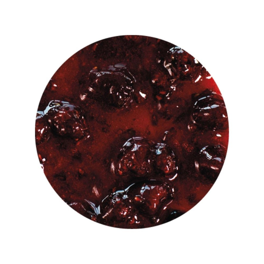 Raspberry sundae dessert topping - ripple sauce - raspberry variegate - texture image on a white background 